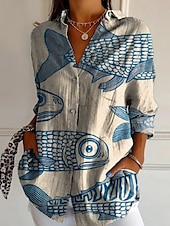 abordables Tops Graphiques pour Femmes-Femmes Chemise Chemise Bohème Chemisier Fleur Moderne Boho manche longue Col de chemise Hauts Réguliers Quotidien Fête Imprimé Vert Claire Rose Claire Bleu Orange Vert Été