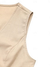 preiswerte Kurze Sets für Damen-Damen 2 Teile Fashion Streetwear Daily Weste Shorts Sets Ärmellos V-Ausschnitt Einfarbig Lässig Daily Khaki Sommer Reguläre Passform