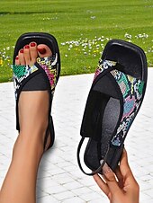 economico Sandali Eleganti-sandali da donna con cinturino posteriore aperto in arancione e nero - scarpe comode, comode e comode per appuntamenti estivi quotidiani e uscite del fine settimana