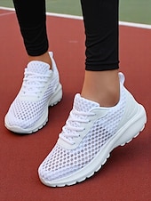 levne Dámské tenisky-Dámské lehké šedé síťované běžecké tenisky se šněrováním pro jogging, fitness a venkovní cvičení