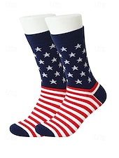 preiswerte Herrenhandschuhe-Herrensocken mit USA-Flagge und Sternenbanner-Design – patriotische Baumwollsocken für den Unabhängigkeitstag, Sport und Freizeit