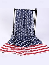 billiga Halsdukar för kvinnor-Damhalsduk med amerikansk flagga - patriotisk design med stjärnor och ränder i USA. Chiffongmaterialet är andningsbart och lätt, lämplig för 4 juli, självständighetsdagen, helgdagar och vardagsbruk.