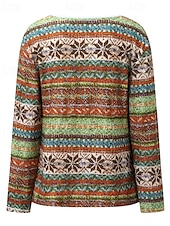 voordelige Boho Tops-Dames Blouse Bloem Modern Boho Lange mouw V-hals Normale tops Feestdagen Uitgaan Afdrukken blauw Paars Oranje Zomer