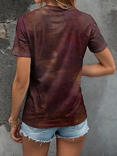 levne Boho tričko-Dámské Tričko Grafika Čechy Vinobraní stylové Krátký rukáv Tričkový Běžné topy Denní Jdeme ven Víkend Tisk Žlutá Rubínově červená Vodní modrá Fialová Trávová zelená Léto Jaro