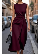ieftine Rochie neagră casual-Pentru femei Rochii Midi Rochie casual Rochie Tip Maieu Rochie de vară Modă Modern Zilnic Dată Sfârșit de săptămână Fit regulat Culoare pură Fără manșon Stil Nautic Negru Mov Fucsia Maro Vară