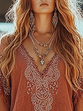 preiswerte Hemden-Damen Minikleid Shiftkleid Urlaub Lässig Boho Outdoor Ausgehen Strand Normale Passform Blumen Grafik Kurzarm V Ausschnitt Rote Sommer