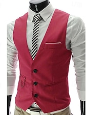 economico Gilet-Per uomo Gilet da completo Panciotto Formale Matrimonio Ufficio Cerimonia Di tendenza 1920s Per tutte le stagioni Poliestere Tinta unita A V Taglia piccola Vinaccia Nero Bianco Blu marino Gilet