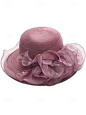 abordables Chapeaux pour femmes-Chapeau de paille élégant à large bord pour femme avec des accents de ruban et de perles, parfait pour les fêtes de jardin d&#039;été, les événements en plein air et les mariages