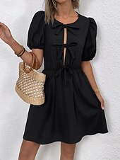 ieftine Rochie cu dungi și geometrică-Pentru femei Rochie Mini Rochie A line Rochie de vară Casual Zilnic Fit regulat Grafic Dungi Manșon scurt Stil Nautic Negru Albastru piscină Vară