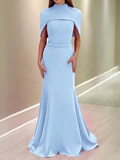 cheap PINK-2-in-1 Cape Dress Hot Pink Mermaid / Trumpet Evening Gown Elegant Dress Formal Semi Formal Wedding Floor Length Sleeveless MocK Neck with Stretch Crepe