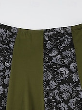 preiswerte Grafische Röcke-Damen Rock Lässig Boho Midi Mittlere Hüfthöhe Röcke Blumen Farbblock Spleißen Druck Asymmetrischer Saum Mikroelastisch Urlaub Straße Grün Sommer Polyester
