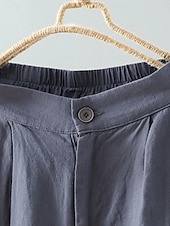 economico Pantaloni in lino e cotone semplici-Shorts da Donna Colore Unito Chinos Base Casual Lunghezza Ginocchio Vita Alta Semplice Tasca Comfort Micro-elastico Quotidiano Grigio Beige Caffè Estate Vestibilità Normale