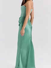 abordables Robes de Diplôme-Femmes Robe Longue Maxi Robe Robe Blanche Robe de remise des diplômes Robe de Bal Robe de Soirée Élégant Mode Soirée Occasion Spéciale Coupe régulière Uni Sans manches Sans bretelles Noir Blanche