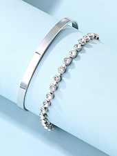 preiswerte Damenarmband-Goldfarbenes Kristallarmband-Set für Damen – elegante Stapelarmreifen für Partys, Verabredungen und den Alltag