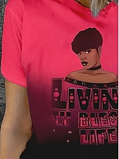 billige Humor og sitater t-skjorte-Dame T skjorte Sommertopper Grafisk Bokstaver Klassisk Fritid Kortermet Crew-hals Crop Tops Daglig Helg Trykt mønster Regnbue Sommer Vår Høst