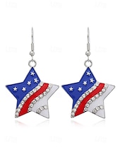 cheap Women&#039;s Earring-Women&#039;s Patriotic American Flag Earrings - Red, White and Blue Earrings, Multiple Looks for Women, Perfect for 4th of July and National Holidays, Stylish American Flag Jewelry Collection