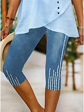 abordables Impression 3D Bleue-Leggings Capri pour femmes haute élasticité mode vacances hawaïenne longueur mollet taille mi-haute impression graphique respirant doux extensible vacances décontractée quotidienne bleu œuf de
