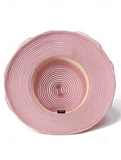 abordables Chapeaux pour femmes-Chapeau de paille élégant à large bord pour femme avec des accents de ruban et de perles, parfait pour les fêtes de jardin d&#039;été, les événements en plein air et les mariages