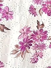 billige Blomstrete topper-Dame Sommertopper Blomster Fritid 3/4 ermer Puffermer Rullekrage Vanlige topper Daglig Lapper Rosa Blå Grønn Sommer