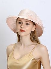 abordables Chapeaux pour femmes-Chapeau de paille élégant à large bord pour femme avec des accents de ruban et de perles, parfait pour les fêtes de jardin d&#039;été, les événements en plein air et les mariages