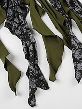 preiswerte Grafische Röcke-Damen Rock Lässig Boho Midi Mittlere Hüfthöhe Röcke Blumen Farbblock Spleißen Druck Asymmetrischer Saum Mikroelastisch Urlaub Straße Grün Sommer Polyester