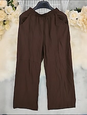 economico Pantaloni-Per donna Pantaloni in cotone e lino Pantaloni Eleganti Moda Lunghezza intera Naturale Semplice Tasca Elastico in vita Comodo Confortevole Vacanza Streetwear Caffè Estate Vestibilità regolare
