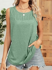 olcso Egyszerű ujjatlan felső-Női Camisole Tank Top Tömör szín Napi Stílusos Alap Ujjatlan Terített nyak Normál felsők Napi Arcpír rózsaszín Bor Medence Lóhere Nyár