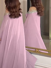 preiswerte Einfaches Kleid-Damen Maxikleid A Linie Kleid Schulterfreies Kleid Elegant Party Cocktail Party Hochzeitsgast Date Normale Passform Einfarbig Langarm Rundhalsausschnitt Schulterfrei Rosa Blau Sommer