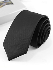 economico Cravatte e papillon da uomo-Cravatta classica sottile da uomo in poliestere – larghezza 6 cm, cravatta formale leggera per ufficio, matrimoni o colloqui