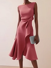 cheap Bodycon Club Dresses-Women&#039;s Midi Dress Prom Dress Party Dress Fashion Modern Party Evening Party Date Regular Fit Plain Sleeveless Crew Neck Pink Green Khaki Summer