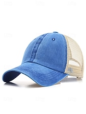 Herr vintage truckerkeps med meshrygg – justerbar basebollkeps i tvättad bomull för utomhussport, resor och vardagskläder billiga Herrhattar-Herr vintage truckerkeps med meshrygg – justerbar basebollkeps i tvättad bomull för utomhussport, resor och vardagskläder
