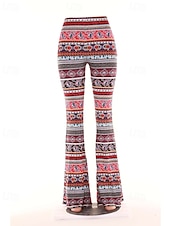 ieftine picior lat și talie înaltă-Pentru femei Pantaloni Casual Boho Lungime totală Natural Floare Imprimare Confortabil Exterior Comfortabil În aer liber Vacanță Magenta Galben Auriu Bleumarin Negru Vară Fit regulat