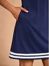 cheap Golf Dresses-Women&#039;s Golf Dress Navy Blue Sleeveless Dress Ladies Golf Attire Clothes Outfits Wear Apparel