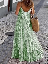 abordables Robes Boho-Femmes Robe Longue Maxi Robe Robe Décontractée Robe évasée Robe Nuisette Robe bohème Mode Extérieur Soirée Fête Coupe régulière Teinture par nouage Sans manches Bretelles spaghetti Noir Rose Claire
