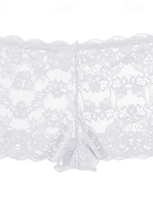 cheap Women&#039;s Sleep Tops &amp; Bottoms-Women&#039;s Petite Shorts Comfort Short Medium Waist Plants Tropical Lace Knitted Breathable Breathability Comfortable Stretchy Daily Daily Wear milk white claret Azure Brown black Spring, Fall, Winter