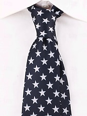 お買い得  メンズネクタイ＆蝶ネクタイ-アメリカ国旗柄のメンズネクタイ。愛国的な赤と白のストライプに星柄。独立記念日や国のお祝いに最適です。