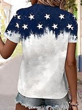 olcso Függetlenség Napja Csúcs-Női Hazafias T Shirt Grafikai Amerikai Zászló Vintage Stílusos Klasszikus Rövid Ujjú V Nyakú Normál Felsők Mindennapi Hétvégi Nyomtatás Kék Nyár Tavasz
