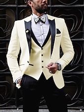 abordables Trajes de Regreso-Trajes de boda para hombres Trajes de fiesta Amarillo claro Blanco Verano Sólido Ajuste personalizado 2 piezas Con un solo botón.