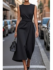 ieftine Rochie neagră casual-Pentru femei Rochii Midi Rochie casual Rochie Tip Maieu Rochie de vară Modă Modern Zilnic Dată Sfârșit de săptămână Fit regulat Culoare pură Fără manșon Stil Nautic Negru Mov Fucsia Maro Vară
