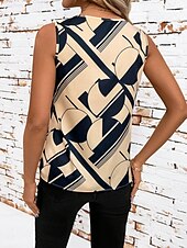 preiswerte Streifen- und geometrisches Tanktop-Damen Camisole-Tanktop Grafik Geometrisch Stilvoll Lässig Ärmellos V Ausschnitt Normale Oberteile Täglich Druck Weiß Khaki Sommer Frühling