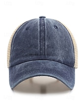 Herr vintage truckerkeps med meshrygg – justerbar basebollkeps i tvättad bomull för utomhussport, resor och vardagskläder billiga Herrhattar-Herr vintage truckerkeps med meshrygg – justerbar basebollkeps i tvättad bomull för utomhussport, resor och vardagskläder