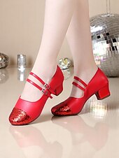 preiswerte Lateinamerikanische Schuhe-Damen-Tanzschuhe mit goldener Glitzerspitze und Doppelriemen – professionelle Standard-Latein-Tanzschuhe mit niedrigem Absatz für Auftritte und Tanzkurse