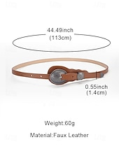 economico Cintura da donna-Cintura da donna in similpelle intagliata in stile western con fibbia vintage in argento per abiti boho, concerti estivi e abiti da sposa in stile country