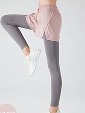 cheap Yoga Leggings &amp; Tights-Women's Yoga Pants Yoga Leggings Drawstring Pocket 2 in 1 Pilates Fitness Yoga Pants Solid Color Black Pink Purple Spandex Sports Activewear Micro-elastic