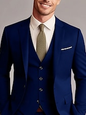 cheap Wedding Suits-Men&#039;s Wedding Suits White Yellow Solid Colored Slim Fit 3 Piece Single Breasted Two-buttons