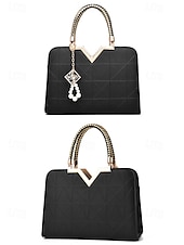 levne Kabelky a tote tašky-Dámská kabelka z umělé kůže s perlovým přívěskem – elegantní geometrické horní ucho a crossbody kabelka do kanceláře, na každodenní dojíždění a formální příležitosti