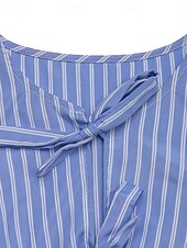 ieftine Rochie cu dungi și geometrică-Pentru femei Rochie Mini Rochie A line Rochie de vară Casual Zilnic Fit regulat Grafic Dungi Manșon scurt Stil Nautic Negru Albastru piscină Vară
