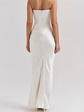 abordables Robes de Diplôme-Femmes Robe Longue Maxi Robe Robe Blanche Robe de remise des diplômes Robe de Bal Robe de Soirée Élégant Mode Soirée Occasion Spéciale Coupe régulière Uni Sans manches Sans bretelles Noir Blanche