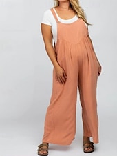 ieftine Pantaloni din bumbac simplu-salopetă salopetă damă salopetă streetwear culoare uni fără mâneci decolteu în U buzunar stradă ieșire croială standard negru alb galben vară