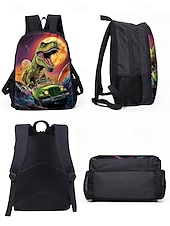 cheap Kids &amp; Teen Backpacks-Kids' 3-Piece Dinosaur Backpack Set with Lunch Bag and Pencil Case, T-Rex Print, Lightweight School Bag for Boys, Girls and Elementary Students